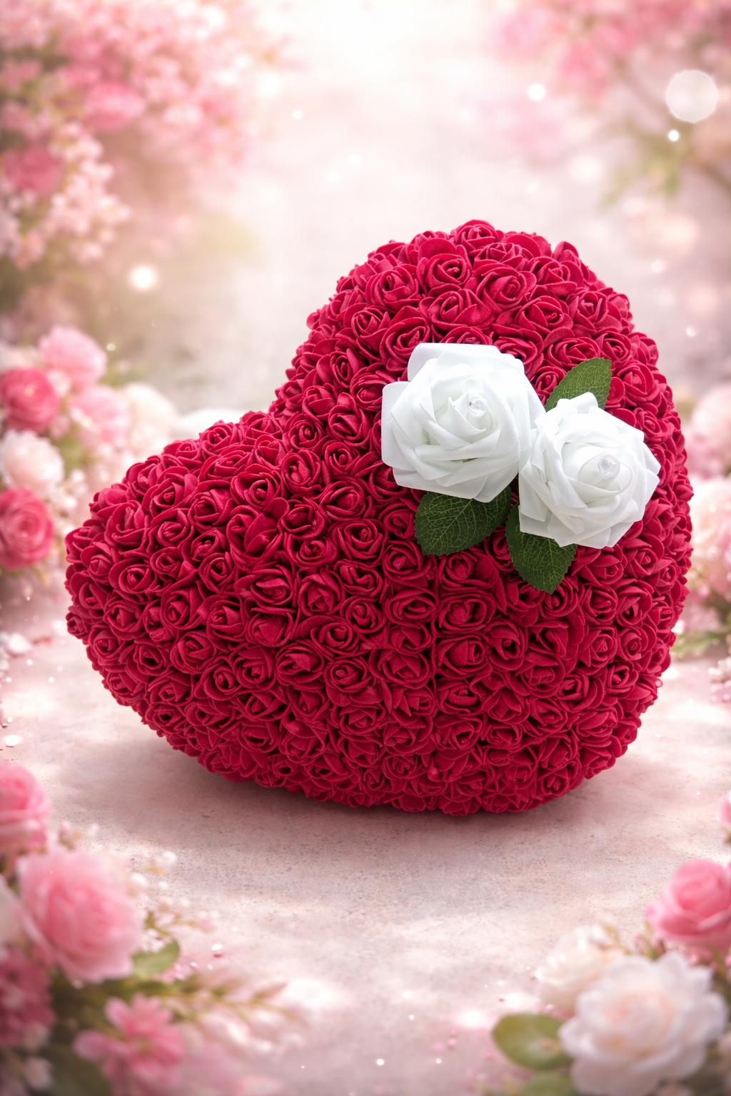 Coeur en petite rose artificielle